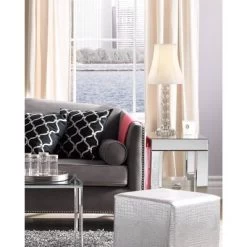 360 Lighting Bohemian Country Cottage Accent Table Lamp 21" High Clear Stacked Glass Off White Bell Shade For Bedroom Living Room Bedside Nightstand -Online Home Decoration GUEST 7780192b 770b 4b72 9404 65fadeb28d02