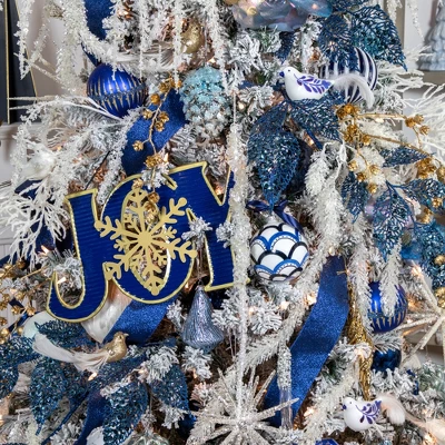 Northlight 16" Blue And Gold "JOY" Metal Christmas Wall Sign 7 Northlight 16" Blue And Gold "JOY" Metal Christmas Wall Sign - Image 5