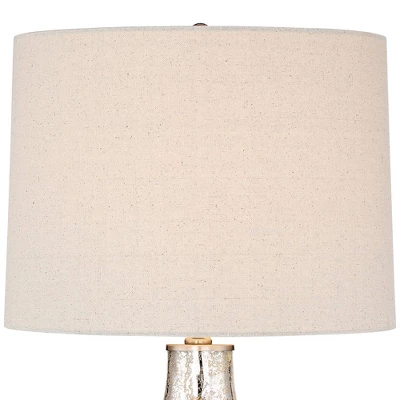 360 Lighting Waylon Modern Table Lamp 28" Tall Textured Mercury Glass Off White Tapered Drum Shade For Bedroom Living Room Bedside Nightstand Office 5 360 Lighting Waylon Modern Table Lamp 28" Tall Textured Mercury Glass Off White Tapered Drum Shade For Bedroom Living Room Bedside Nightstand Office - Image 3