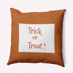 16"x16" Halloween Trick Or Treat Ticking Square Throw Pillow - E By Design -Online Home Decoration GUEST 78fde6d5 7c2c 4fd3 90c6 81383d18a573