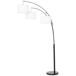 HOMCOM Arc Floor Lamp With 3 Hanging Drum Shape Lampshade, Flexible Steel Pole And Marble Round Base, Black/White -Online Home Decoration GUEST 7a239936 d613 4088 bfef 4d3ff37e22ea