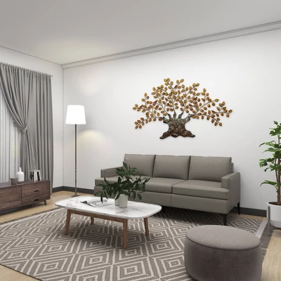 Traditional Metal Tree Indoor Outdoor Wall Decor With Leaves Brown - Olivia & May 15 Traditional Metal Tree Indoor Outdoor Wall Decor With Leaves Brown - Olivia & May - Image 13