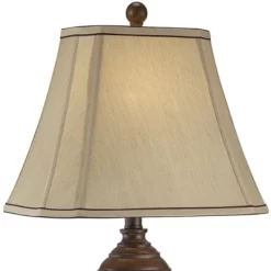 Regency Hill Traditional Table Lamp 28.5" Tall Carved Two Tone Brown Urn Shaped Beige Fabric Shade For Living Room Family Bedroom Bedside -Online Home Decoration GUEST 7c9b7712 3851 4b15 b257 2c4451c8fef3