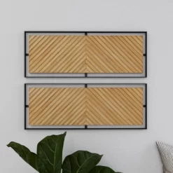 Wood Geometric Linear Carved Wall Decor With Black Frame Set Of 2 Brown - Olivia & May -Online Home Decoration GUEST 7dafd2fe c9f8 437e b0d3 ea2f3a90acb3