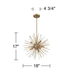 Possini Euro Design Janae Warm Gold Sputnik Chandelier 18" Wide Modern Crystal 9-Light Fixture For Dining Room House Foyer Kitchen Island Entryway -Online Home Decoration GUEST 7f180e9f 7fb2 4d29 a779 cdeacf24585c