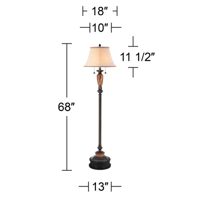 Kathy Ireland Sonnett Vintage Rustic Floor Lamp With Black Riser 68" Tall Bronze Metal Faux Marble Ivory Linen Bell Shade For Living Room Bedroom Home 6 Kathy Ireland Sonnett Vintage Rustic Floor Lamp With Black Riser 68" Tall Bronze Metal Faux Marble Ivory Linen Bell Shade For Living Room Bedroom Home - Image 4