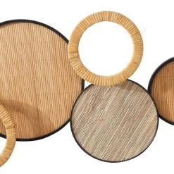 Bamboo Plate Overlapping Circle Wall Decor With Rattan Wreath Brown - Olivia & May -Online Home Decoration GUEST 7fbff839 286f 42f7 934a f710e712f068