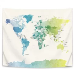 Americanflat Watercolour Political Map Of The World New 1 By Michael Tompsett Wall Tapestry -Online Home Decoration GUEST 80275224 c6a3 4a83 a2d4 c68716fc513f