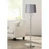 360 Lighting Modern Floor Lamp 62.5" Tall Satin Steel Chrome Crystal Chandelier Light Gray Satin Drum Shade For Living Room Reading Bedroom