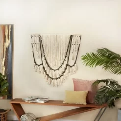 Cotton Macrame Weaved Intricately Wall Decor With Beaded Fringe Tassels - Olivia & May -Online Home Decoration GUEST 8257424e 2d9b 43ff b3f3 22d20f7b94b9