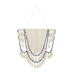 Cotton Macrame Weaved Intricately Wall Decor With Beaded Fringe Tassels - Olivia & May -Online Home Decoration GUEST 826402cc 6528 4a3c 84ea 2814ae434301