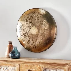 Metal Plate Wall Decor With Moroccan Pattern Gold - Olivia & May -Online Home Decoration GUEST 826be731 3409 4c53 916a 44854c10c097
