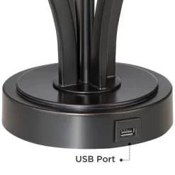 360 Lighting Heather Modern Table Lamps Set Of 2 With Square Risers 27 1/4" Tall Dark Iron USB Charging Port Burlap Drum Shade For Bedroom Living Room -Online Home Decoration GUEST 82b51adb 2657 4bc0 abcb 3b14f25cd442