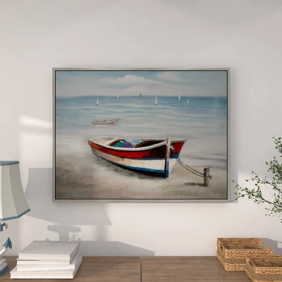Canvas Sail Boat Framed Wall Art With Silver Frame - Olivia & May 6 Canvas Sail Boat Framed Wall Art With Silver Frame - Olivia & May - Image 4