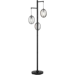 Uttermost Modern Industrial Floor Lamp 73 1/2" Tall Matte Black 3-Light Marbleized Glass Drop Shade For Living Room Reading Family Bedroom Office Home -Online Home Decoration GUEST 84aa9671 4074 431d 9167 f6fcba32dae1