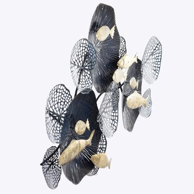 Metal Nobu Wall Hanging Navy/Gold - StyleCraft 8 Metal Nobu Wall Hanging Navy/Gold - StyleCraft - Image 6