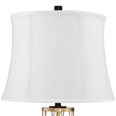 360 Lighting Nathan Modern Table Lamps 25 1/2" High Set Of 2 Gold Metal With USB Charging Ports White Drum Shade For Bedroom Living Room Home Desk 6 360 Lighting Nathan Modern Table Lamps 25 1/2" High Set Of 2 Gold Metal With USB Charging Ports White Drum Shade For Bedroom Living Room Home Desk - Image 4