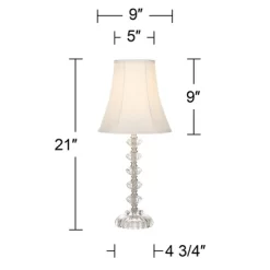 360 Lighting Bohemian Country Cottage Accent Table Lamp 21" High Clear Stacked Glass Off White Bell Shade For Bedroom Living Room Bedside Nightstand -Online Home Decoration GUEST 8bcd9246 43c8 466d a9ba 366150568aa5