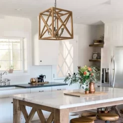 Metal/Wood Chandelier Natural Brown - Storied Home -Online Home Decoration GUEST 8c16d1e1 ce79 4c06 8cc7 f4a1a9e0c927