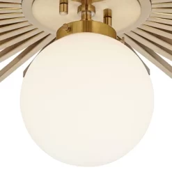 Possini Euro Design Hazel Modern Ceiling Light Semi Flush Mount Fixture 24" Wide Warm Brass White Globe Shade For Bedroom Kitchen Living Room Hallway -Online Home Decoration GUEST 8c256957 351f 4cef 9ac1 d10024535ea2