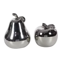 Set Of 2 Modern Chic Dolomite Apple And Pear Sculpture Silver - Olivia & May -Online Home Decoration GUEST 8d6212c4 a78e 4b22 98ff 171cf1733693