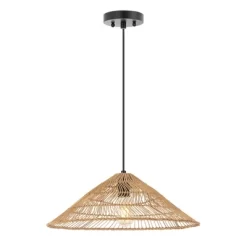 20.25" 1-Light Nova Farmhouse Coastal Rattan LED Pendant Brown - JONATHAN Y -Online Home Decoration GUEST 8ff9c6f0 3bea 49eb 95c5 7b8578c88b06