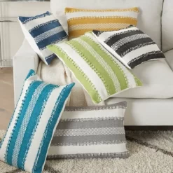 Woven Striped And Dots Indoor/Outdoor Throw Pillow - Mina Victory -Online Home Decoration GUEST 900e8ac2 f399 4d8f b70e 2654e80adc10