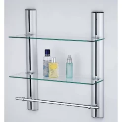 7" X 20" 2 Tier Adjustable Glass Shelf With Towel Bar Wall Shelf - Danya B. -Online Home Decoration GUEST 90d5ec4c cbd1 4554 9512 7be769b416f9