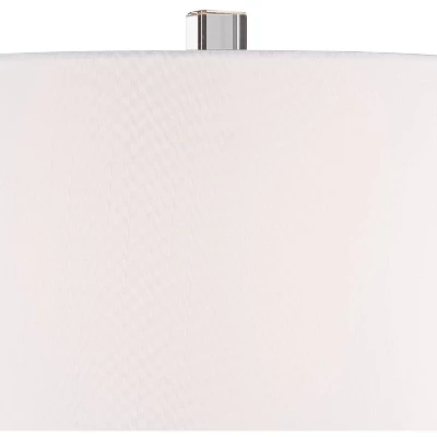 Barnes And Ivy Table Lamps 28" Tall Set Of 2 Porcelain Blue Floral Jar Geneva White Drum Shade For Living Room Family Bedroom Bedside 4 Barnes And Ivy Table Lamps 28" Tall Set Of 2 Porcelain Blue Floral Jar Geneva White Drum Shade For Living Room Family Bedroom Bedside - Image 2