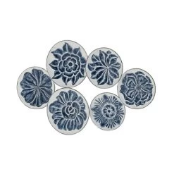 Metal Plate Wall Decor With Embossed Details Blue - Olivia & May 19 Metal Plate Wall Decor With Embossed Details Blue - Olivia & May -Online Home Decoration GUEST 939d15c0 0ffe 4205 8a42 8f651d7bbc52