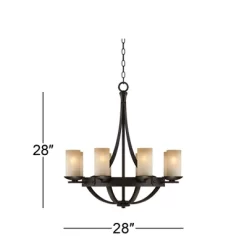 Franklin Iron Works Sperry Bronze Chandelier 28" Wide Rustic Farmhouse Cylinder Scavo Glass Shade 8-Light Fixture For Dining Room House Kitchen Island -Online Home Decoration GUEST 95fcc86a 0bef 4013 9c02 aeb6ca9f16fa