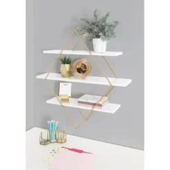30.5" X 31.75" Daxton Wood And Metal Wall Shelf White - Kate & Laurel All Things Decor -Online Home Decoration GUEST 985bf8e2 36eb 4ee2 9dfa 04bc157b3ab1