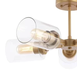 21.5" LED 5-Light Jaynie Industrial Iron Cylinder Pendant Gold/Clear - JONATHAN Y -Online Home Decoration GUEST 9a0d6345 6a8c 4741 9db1 498f769fe68d
