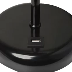 19.5" Bedside USB Port Feature Metal Table Desk Lamp Black With White Fabric Shade - Creekwood Home -Online Home Decoration GUEST 9a4bffad 170d 4532 b219 8e9c8908fac9