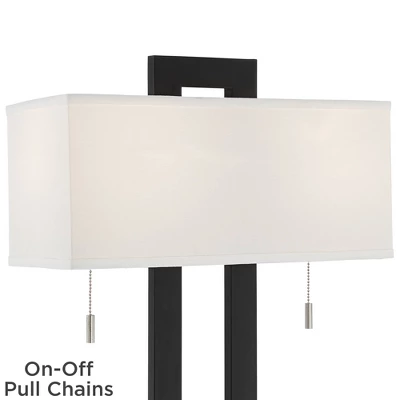360 Lighting Neil Modern Table Lamp With Black Marble Riser 26" High Two Tone USB Charging Port White Rectangular Shade For Bedroom House Home Desk 3 360 Lighting Neil Modern Table Lamp With Black Marble Riser 26" High Two Tone USB Charging Port White Rectangular Shade For Bedroom House Home Desk