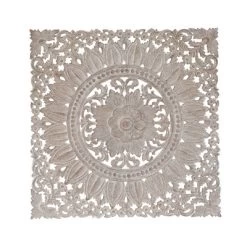 Wood Floral Intricately Carved Wall Decor With Mandala Design Brown - Olivia & May