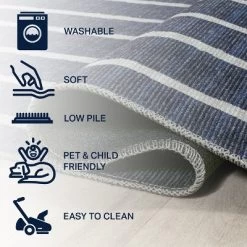 Rand Distressed Ticking Stripe Machine-Washable Area Rug - JONATHAN Y -Online Home Decoration GUEST 9b63de58 0842 4d76 a26b 7a55a9e1ee76