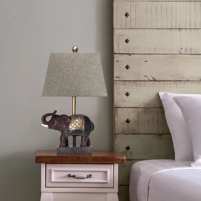 Elephant Table Lamp With Fabric Shade Brown - Lalia Home 7 Elephant Table Lamp With Fabric Shade Brown - Lalia Home - Image 5