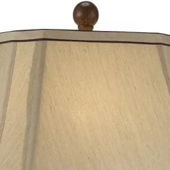 Regency Hill Traditional Table Lamp 28.5" Tall Carved Two Tone Brown Urn Shaped Beige Fabric Shade For Living Room Family Bedroom Bedside -Online Home Decoration GUEST a0a809c1 dc95 410c b927 6c088ec6dc5a