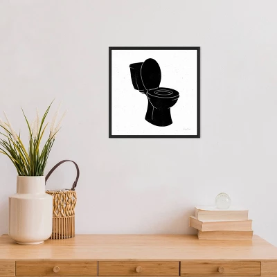 16" X 16" Bathroom Puns III No Words By Becky Thorns Framed Canvas Wall Art Black - Amanti Art 5 16" X 16" Bathroom Puns III No Words By Becky Thorns Framed Canvas Wall Art Black - Amanti Art - Image 3