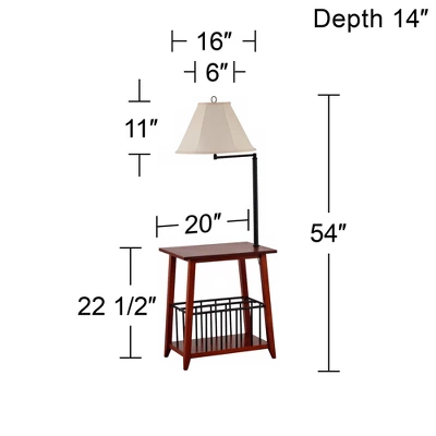 Regency Hill Mission Floor Lamp End Table Swing Arm 54" Tall Oak Wood Bronze Off White Linen Shade For Living Room Reading Bedroom Office 5 Regency Hill Mission Floor Lamp End Table Swing Arm 54" Tall Oak Wood Bronze Off White Linen Shade For Living Room Reading Bedroom Office - Image 3