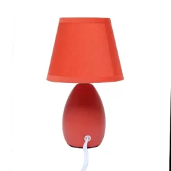9.45" 2pk Petite Ceramic Oblong Bedside Table Desk Lamps With Matching Tapered Drum Shade Orange - Creekwood Home -Online Home Decoration GUEST a3b97f0a f307 497a 919d 6bb40c471255
