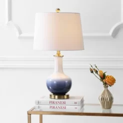 25" Ceramic/Brass Gradient Table Lamp (Includes LED Light Bulb) White - JONATHAN Y