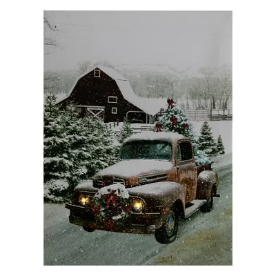 Northlight LED Lighted Fiber Optic Truck With Tree Christmas Canvas Wall Art 15.75" X 11.75" 5 Northlight LED Lighted Fiber Optic Truck With Tree Christmas Canvas Wall Art 15.75" X 11.75" - Image 3