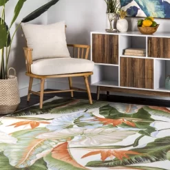 NuLOOM Nevaya Machine Washable Floral Leaves Area Rug -Online Home Decoration GUEST a6f97a87 0af4 4be2 91c4 bee2b4706788