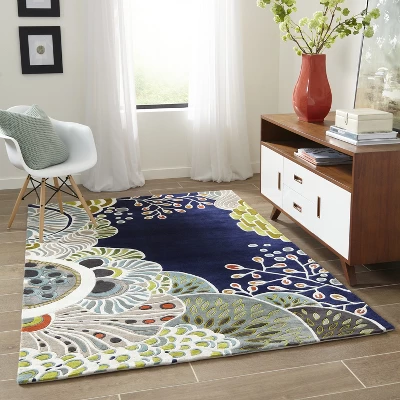 3'6"x5'6" Floral Tufted Accent Rug Navy - Momeni 4 3'6"x5'6" Floral Tufted Accent Rug Navy - Momeni - Image 2