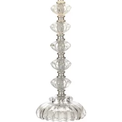 360 Lighting Bohemian Country Cottage Accent Table Lamp 21" High Clear Stacked Glass Off White Bell Shade For Bedroom Living Room Bedside Nightstand -Online Home Decoration GUEST a8388303 6f03 4f62 a85e 1f810012fb04