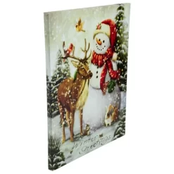 Northlight LED Lighted Snowman And Reindeer Christmas Canvas Wall Art 15.75" X 11.75" -Online Home Decoration GUEST a85eda56 c940 4b6f bfd2 5d58af49c5ad