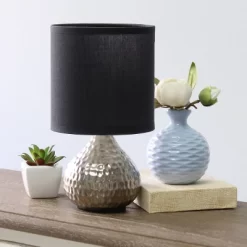 Hammered Drip Mini Table Lamp With Fabric Shade - Simple Designs -Online Home Decoration GUEST a8658082 6ad2 4407 a2cc 4e614992761a