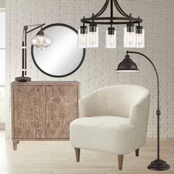 Franklin Iron Works Wyatt II Industrial Rustic Farmhouse Arc Floor Lamp 66" Tall Dark Bronze Brown Metal For Living Room Reading Bedroom Office House -Online Home Decoration GUEST a87803e4 bc27 4712 ba99 b04be4397429